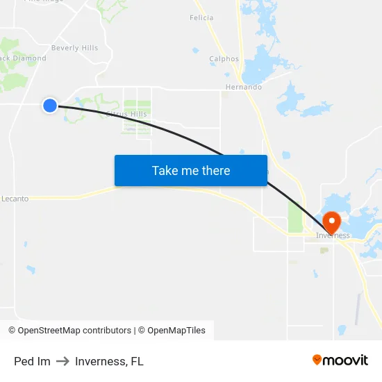 Ped Im to Inverness, FL map