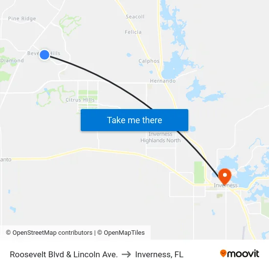 Roosevelt Blvd & Lincoln Ave. to Inverness, FL map