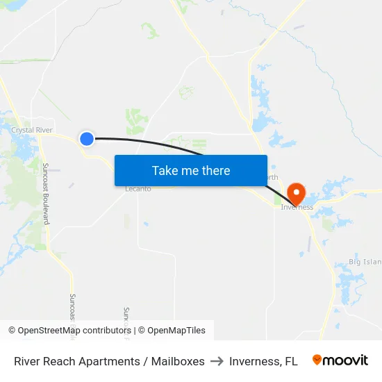 River Reach Apartments / Mailboxes to Inverness, FL map