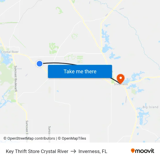 Key Thrift Store Crystal River to Inverness, FL map