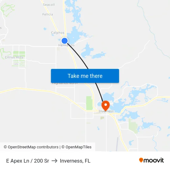 E Apex Ln / 200 Sr to Inverness, FL map