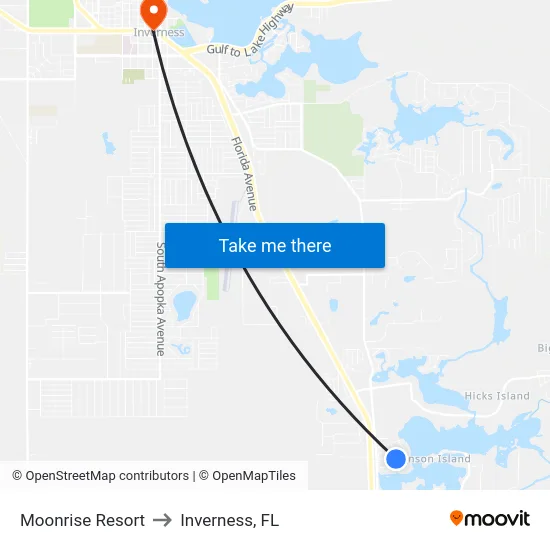 Moonrise Resort to Inverness, FL map