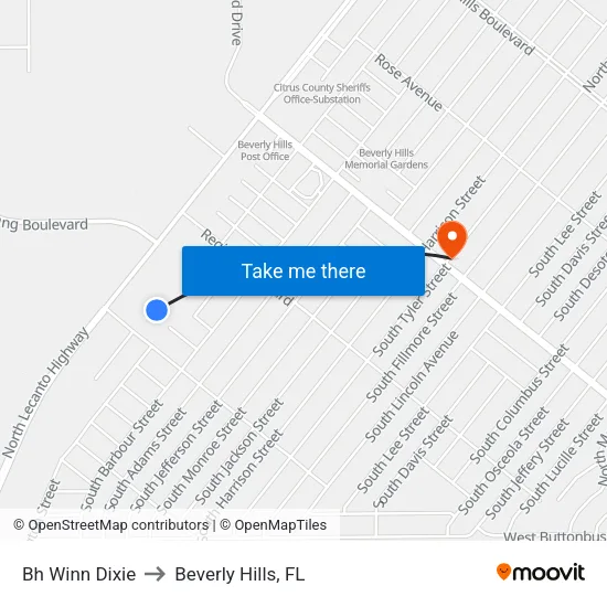 Bh Winn Dixie to Beverly Hills, FL map