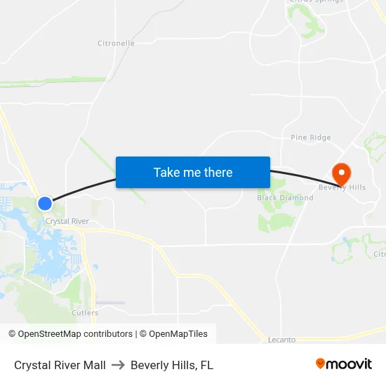 Crystal River Mall to Beverly Hills, FL map
