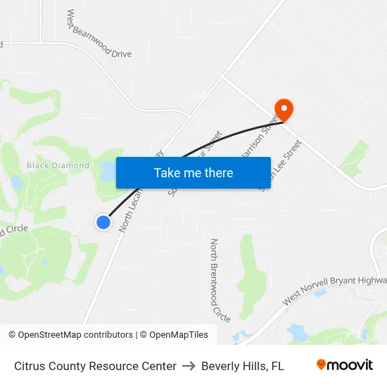 Citrus County Resource Center to Beverly Hills, FL map