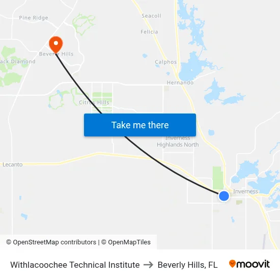 Withlacoochee Technical Institute to Beverly Hills, FL map