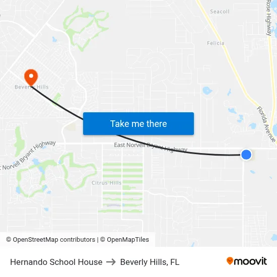 Hernando School House to Beverly Hills, FL map