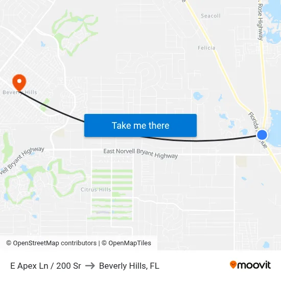 E Apex Ln / 200 Sr to Beverly Hills, FL map