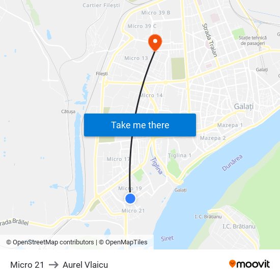 Micro 21 to Aurel Vlaicu map