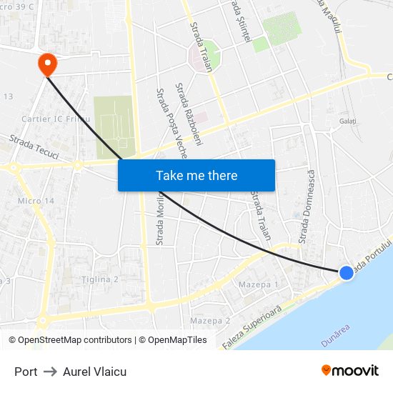 Port to Aurel Vlaicu map