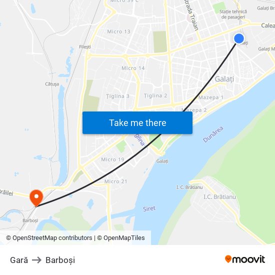 Gară to Barboși map