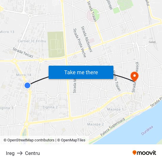 Ireg to Centru map