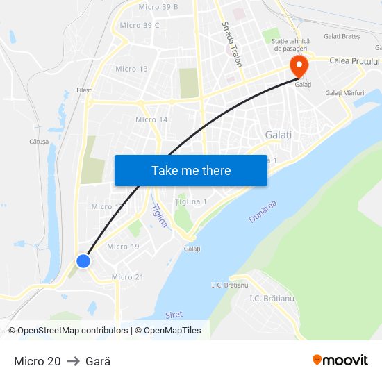 Micro 20 to Gară map