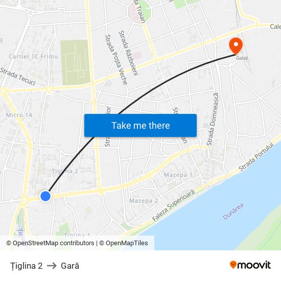 Țiglina 2 to Gară map