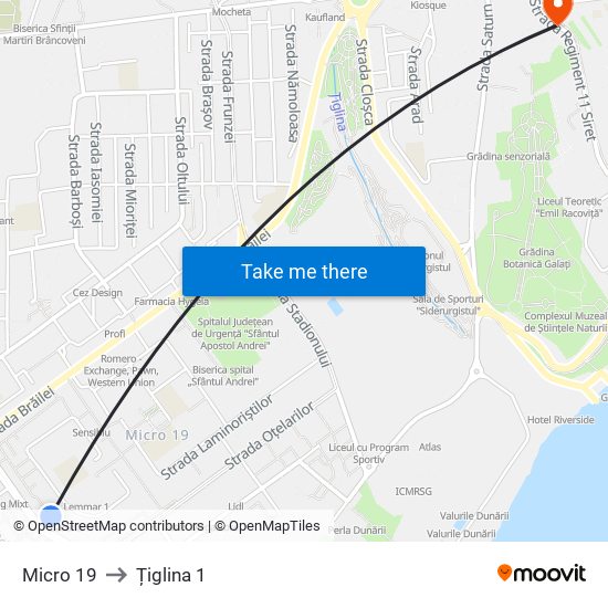 Micro 19 to Țiglina 1 map