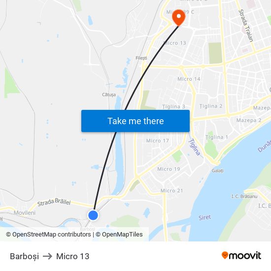 Barboși to Micro 13 map