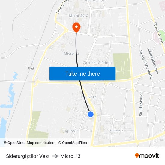 Siderurgiștilor Vest to Micro 13 map