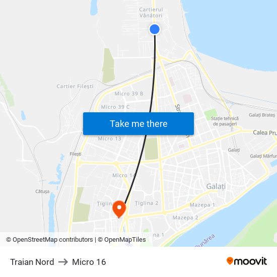 Traian Nord to Micro 16 map