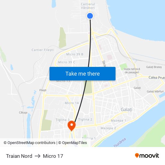 Traian Nord to Micro 17 map