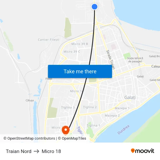 Traian Nord to Micro 18 map
