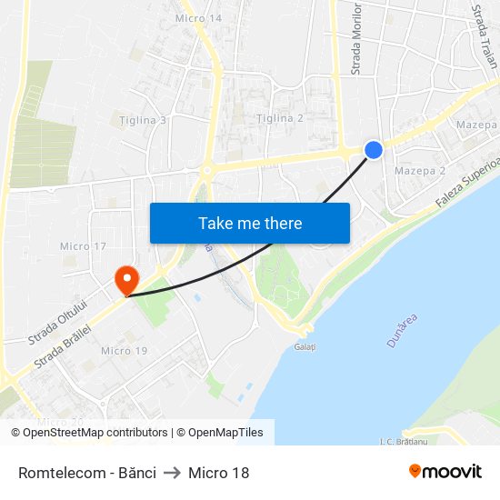 Romtelecom - Bănci to Micro 18 map