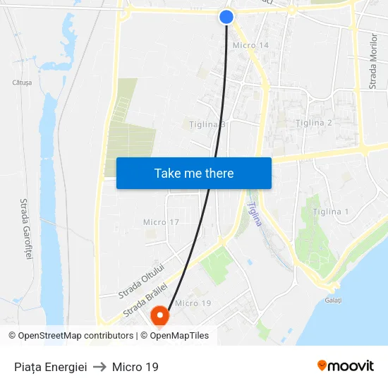Piața Energiei to Micro 19 map