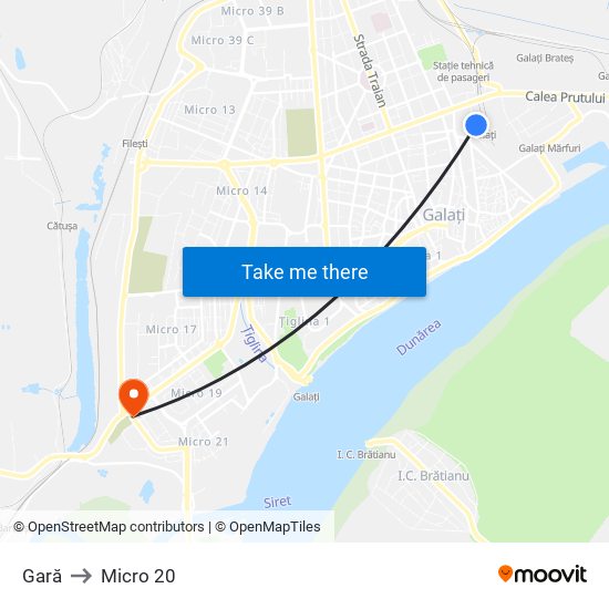 Gară to Micro 20 map