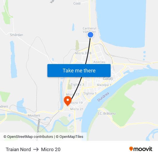 Traian Nord to Micro 20 map