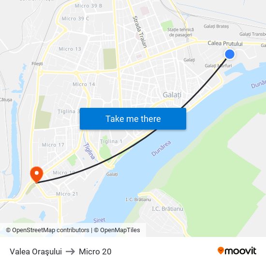 Valea Oraşului to Micro 20 map