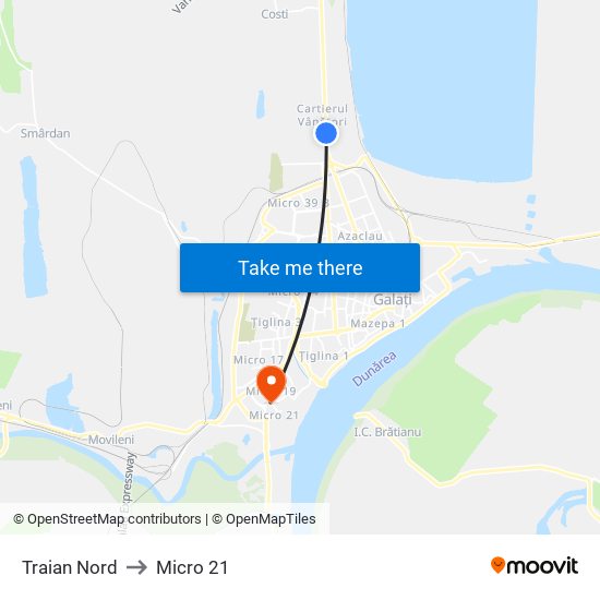 Traian Nord to Micro 21 map