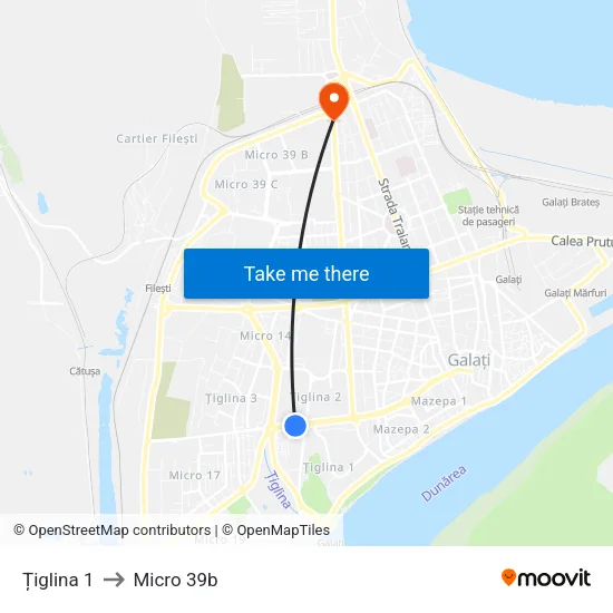 Țiglina 1 to Micro 39b map