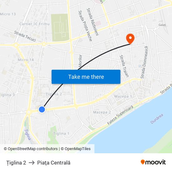 Țiglina 2 to Piaţa Centrală map