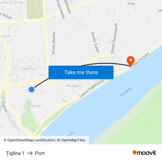 Țiglina 1 to Port map