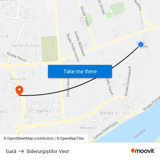 Gară to Siderurgiștilor Vest map