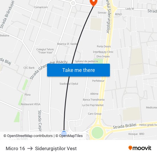 Micro 16 to Siderurgiștilor Vest map