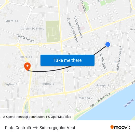 Piaţa Centrală to Siderurgiștilor Vest map