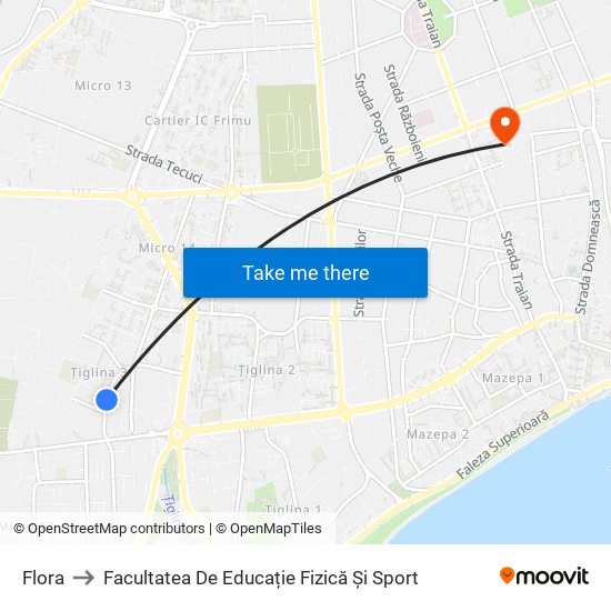 Flora to Facultatea De Educație Fizică Și Sport map