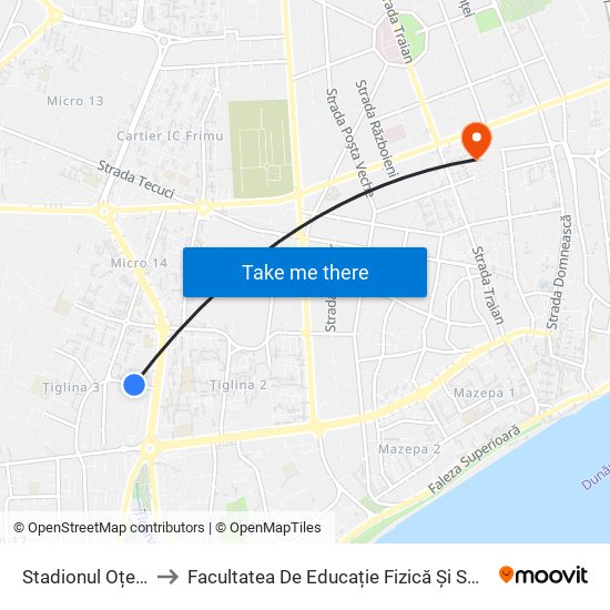 Stadionul Oțelul to Facultatea De Educație Fizică Și Sport map