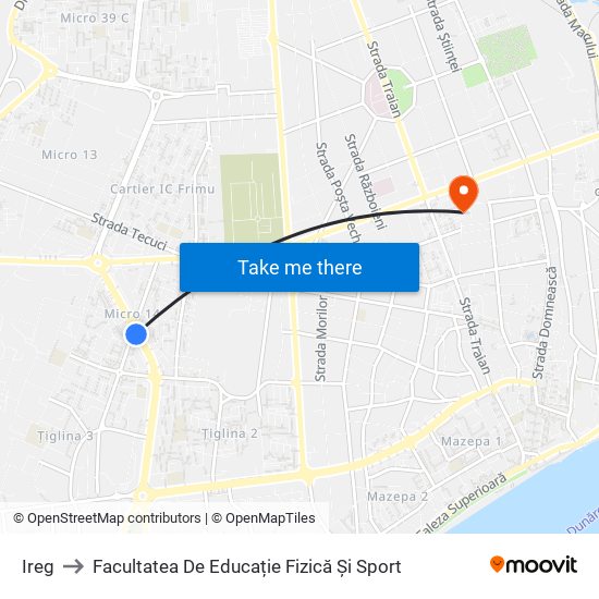 Ireg to Facultatea De Educație Fizică Și Sport map