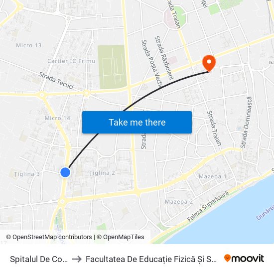 Spitalul De Copii to Facultatea De Educație Fizică Și Sport map