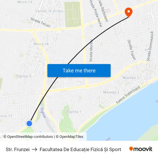 Str. Frunzei to Facultatea De Educație Fizică Și Sport map