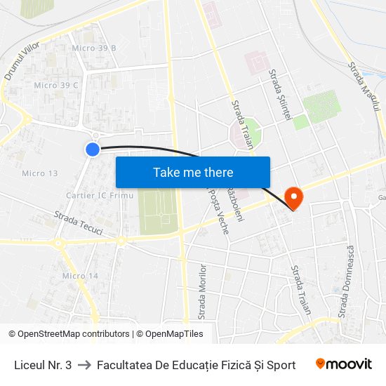 Liceul Nr. 3 to Facultatea De Educație Fizică Și Sport map