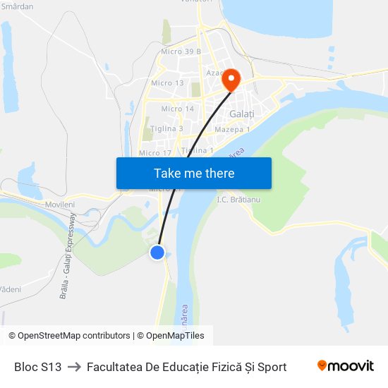 Bloc S13 to Facultatea De Educație Fizică Și Sport map