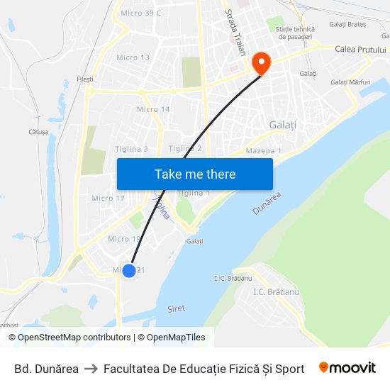 Bd. Dunărea to Facultatea De Educație Fizică Și Sport map