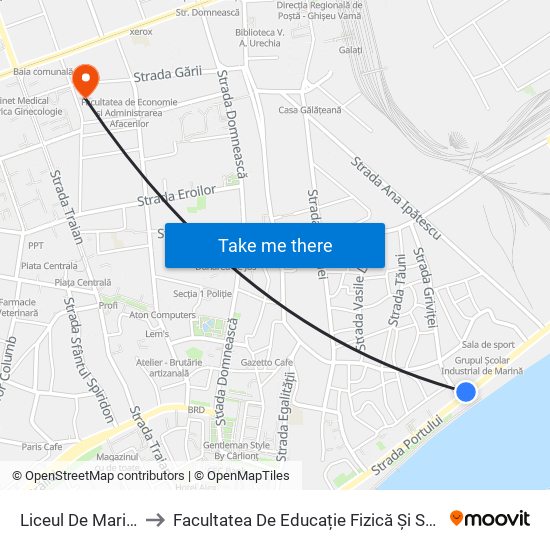 Liceul De Marină to Facultatea De Educație Fizică Și Sport map