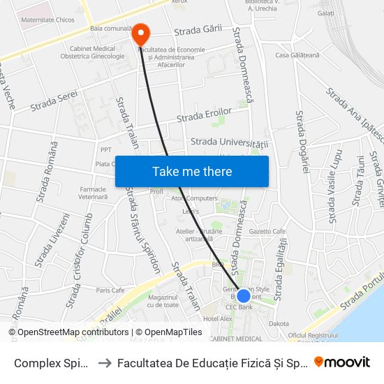 Complex Spicul to Facultatea De Educație Fizică Și Sport map