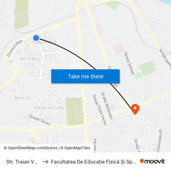 Str. Traian Vuia to Facultatea De Educație Fizică Și Sport map