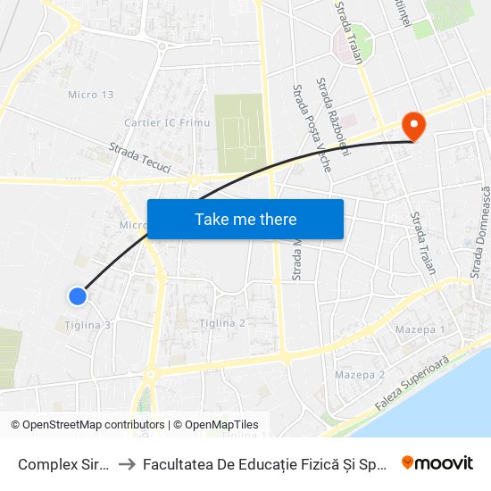 Complex Siret to Facultatea De Educație Fizică Și Sport map