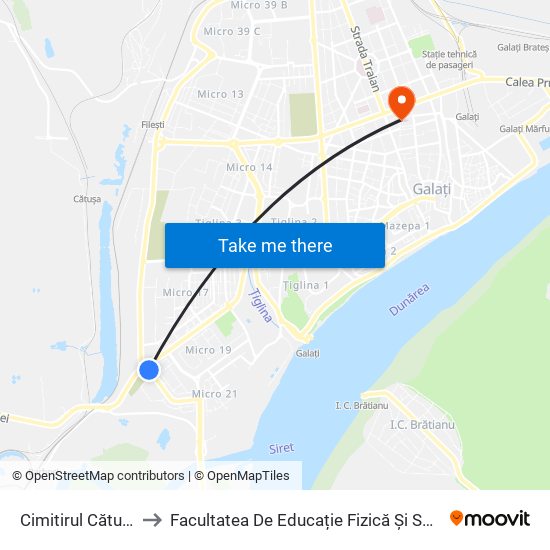 Cimitirul Cătușa to Facultatea De Educație Fizică Și Sport map