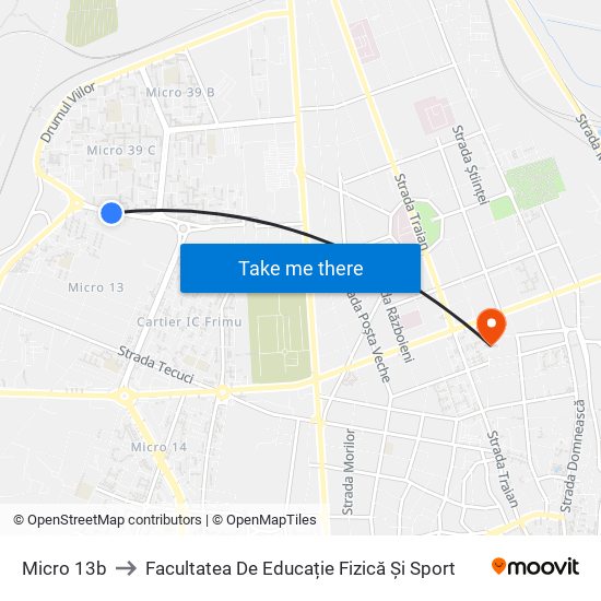 Micro 13b to Facultatea De Educație Fizică Și Sport map